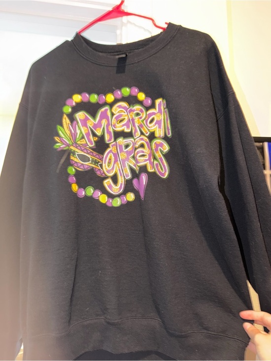 Gildan Tops - Gildan Black Mardi Gras Graphic Sweatshirt with Purple, Green & Gold Accents